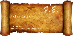 Fohn Erik névjegykártya
